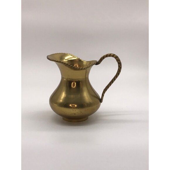 Unknown Other - Small Vintage Brass Creamer/Pitcher w/handle 5" tall